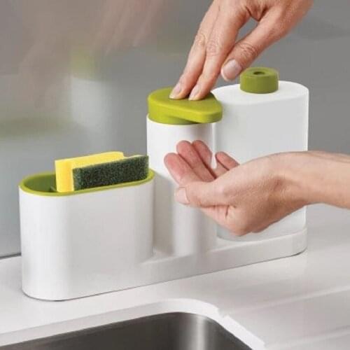 Kitchen dishwashing sponge storage shelf kitchen supplies function sink detergent soap dispenser hand sanitizer bottle