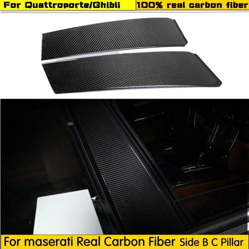 Real Carbon Fiber material car Styling Side B C Pillar door window trim for Maserati For Ghibli 2014-2018 car decoration