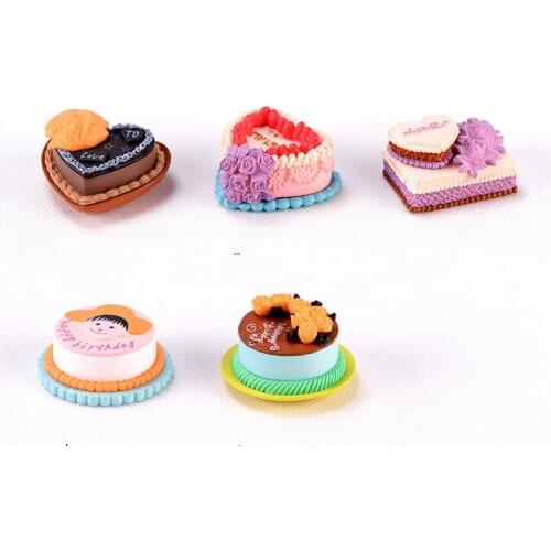 Miniature Heart Shaped Birthday Cake Home Decoration Accessories Fairy House Garden Office Desk Decor 2020 Christmas DIY Gift