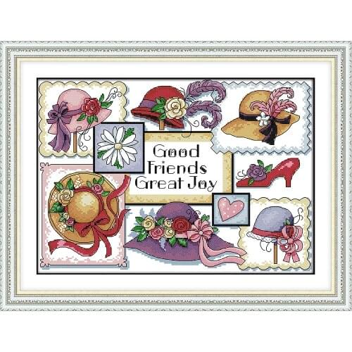 Good Friends Great Joy cross stitch kit aida 14ct 11ct count printed canvas stitches embroidery DIY handmade needlework