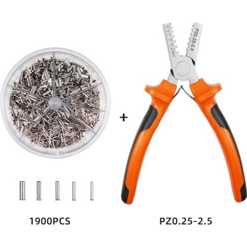 1900pcs 5 Size Cable Wire Terminal Connector with Hand Ferrule Crimper Pliers Crimp Tool Kit Set