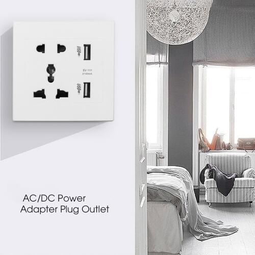 1p hot sale Dual USB Electric Wall Charger Dock Station Socket Power Outlet Panel Plate