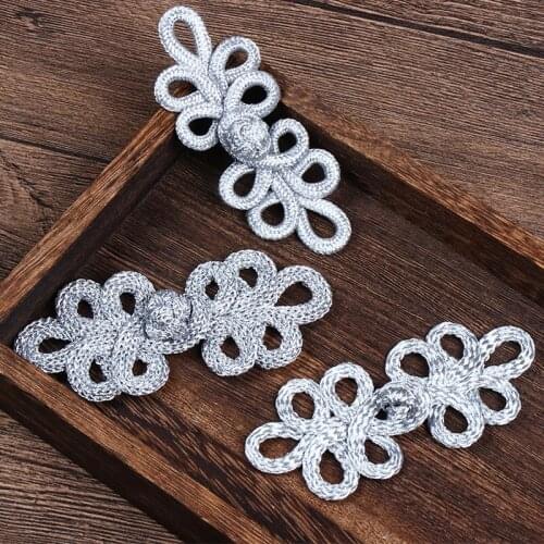 New Gold and Silver Wire Buckle Hand-woven Five-leaf Retro Button DIY Clothing Curtain Door Curtain Decoration Accessories