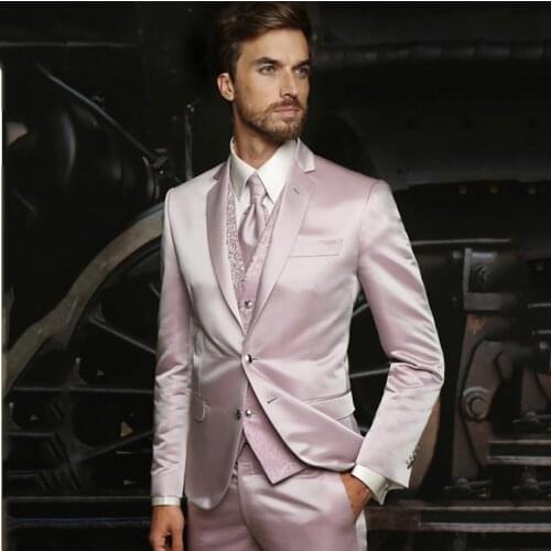 Latest Coat Pant Designs Hot Pink Wedding Suits For Men 3 Pieces Suit Men Formal Groom Tuxedos Terno Slim Fit Prom Best Man Suit