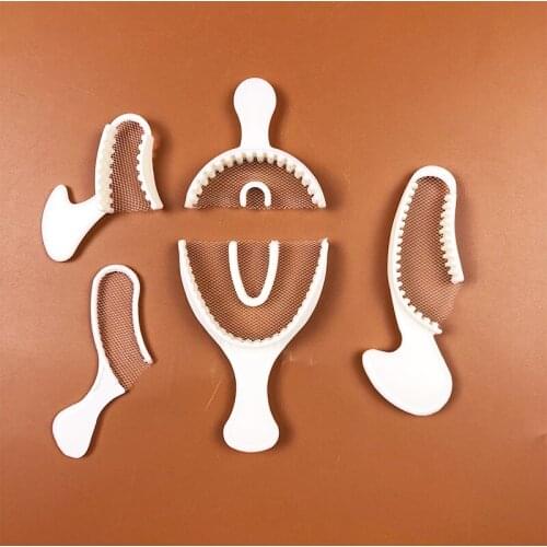 100 Pieces Disposable Plastic Dental Oral Hygiene Impression Tray With Net Bite Denture Instrument Dental Trays With Net