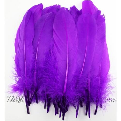 50-200 natural goose feathers 15-20CM dyed dark purple DIY craft jewelry clothing feathers