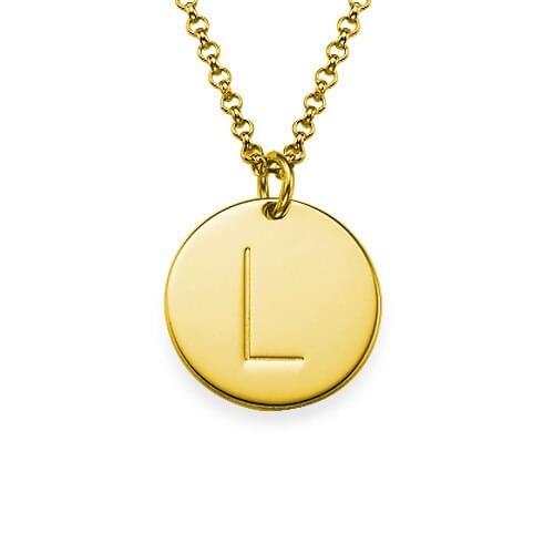 Engraved Single Initial Necklace Custom Gold Disc Pendant Fashion Stamp Jewelry Personalized