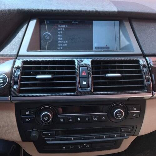 Carbon Fiber Central Control Panel Front Row Center Air Condition Outlet Vent Decorative Frame Cover for BMW X5 X6 2008-2013