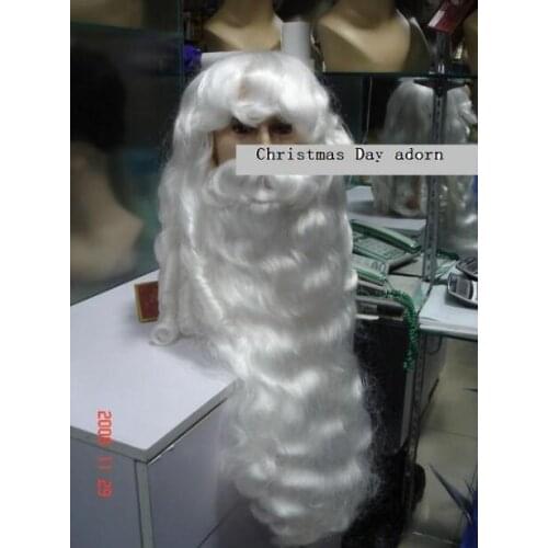 Wig Amazing snowy white Santa Claus beard+wig{ a set of } Christmas Day adorn Free Shipping