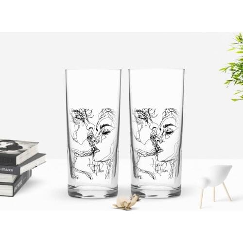 Personalized Colorful Printed Kiss Design Dual Arrack Cup Seti-2