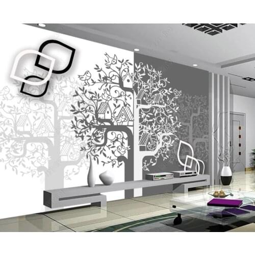 Custom photo wallpaper for walls 3 d murals Modern fashion hand-painted flowers and birds big tree 3D TV background wall papers