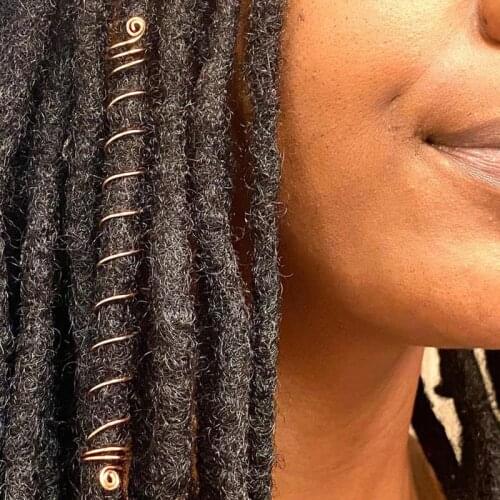 Adjustable Dreadlock Accessories, Loc Beads, Spiral Gold Wrap Loc Jewelry, Dreadlock Jewelry