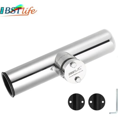 Rail Mount stainless steel 316 fishing rod rack holder pole bracket support with clamp on 3/4 to 1-1/4 inch marine boat hardware