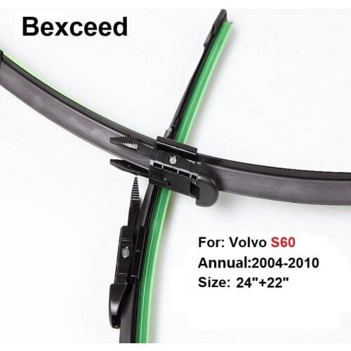 Special Wiper Blade for Volvo S60 24"+22" High Quality Bexceed of Car Windshield 2004 2005 2006 2007 2008 2009