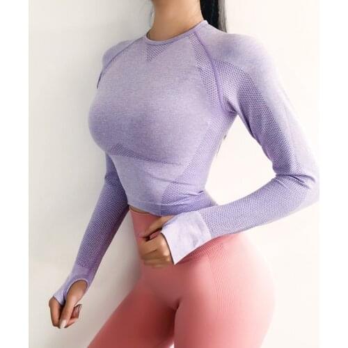 Sport Top Fitness Women Seamless Long Sleeve Top Sports Wear For Women Gym Yoga Shirt Thumb Hole Fitted Camisetas Deporte Mujer