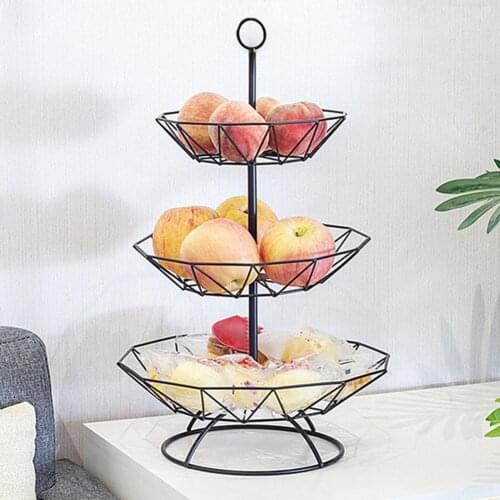 3 Layers Fruit Basket Nordic Style Exquisite Iron Sturdy Snacks Basket for Living Room