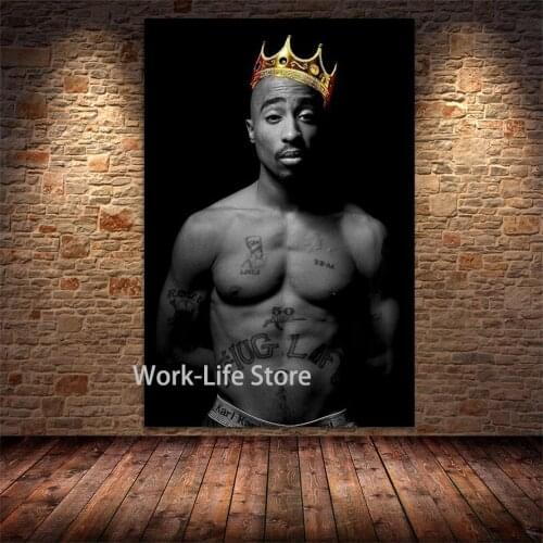 Tupac Shakur 2PAC Rap Music Rapper Star Wear gold crown Posters and Prints Wall Art Picture Canvas Painting Living Room Decor