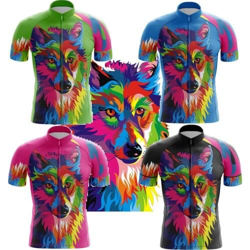 Cycling Jersey Mtb Bike Short Sleeve Men 3D Wolf Lion Cycling Clothing Quick Dry MTB Summer Bike Jersey Tops Road Bicycle Shirt