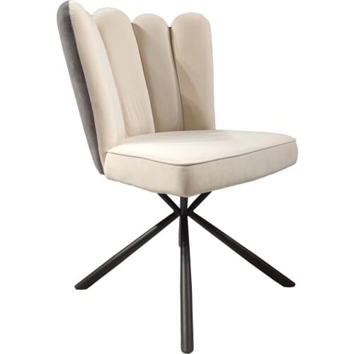 Chinafurniture modern design metal leg single sofa soft beige velvet dining chair for living room hotel restaurant