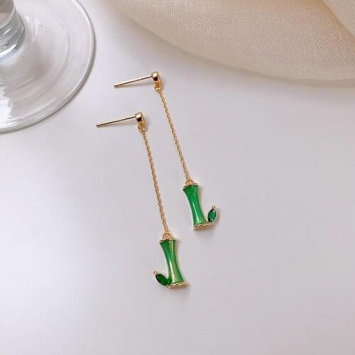 Youth vitality small bamboo earrings female 2020 new wave earrings long tassel earrings earrings exquisite Fashion Stud Earrings