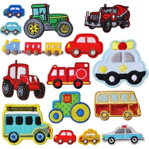 1pc cartoon car embroidery cloth stickers clothes decoration patch sticker for T-shirt on Stripes Appliques Clothes Stickers