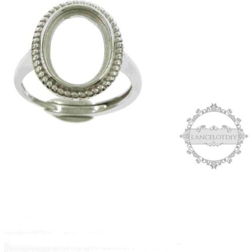 10x14mm oval bezel 925 sterling silver basic adjustable ring bezel settings DIY ring supplies findings 1222015