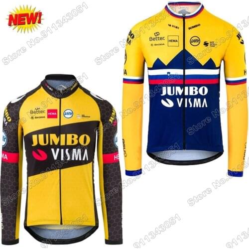 2021 Team Jumbo Visma Cycling Jersey Slovenia Champion Cycling Clothing Long Sleeve Race Road Bike Jacket Bicycle Tops Maillot