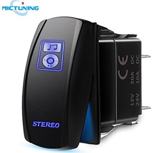 MICTUNING 5 Pin Waterproof Exclusive Car Marine Boat Toggle Rocker On/Off Switch Blue LED Light Laser STEREO Rocker Switches Kit