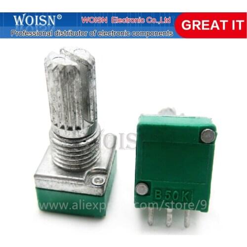 5PCS RK097N 50K single linked potentiometer B50K with a switch audio 3pin shaft 15mm amplifier sealing potentiometer In Stock