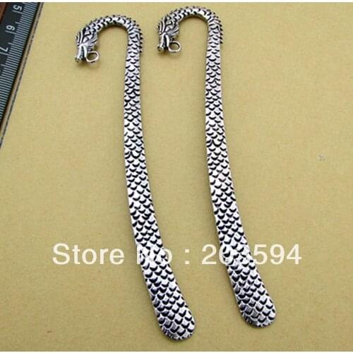 50Pcs/lots antique silver dragon bookmark Alloy Metal gift