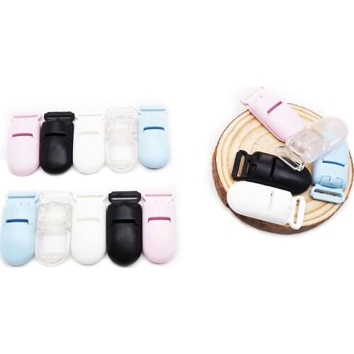 Chenkai 50PCS 15mm Plastic Baby Pacifier Clips Transparent Pacifier Clips Soother Nipple Clip For DIY Infant Teething Clip Chain
