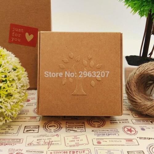 500pcs 7.5*7.5*3cm Embossed Box Kraft Paper Box Jewelry Box Handmade Soap Box Gift Package Boxes