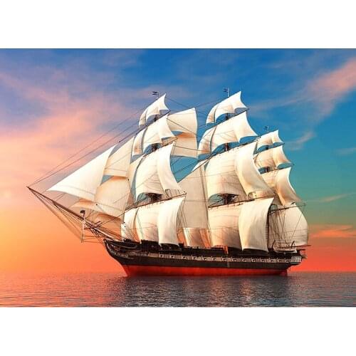 5D DIY Diamond Painting Full Square/Round Drill "sailing Boat" 3D Diamond Rhinestone Embroidery Cross Stitch Gift Home Decor