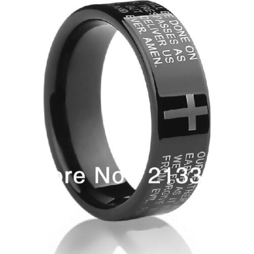 Free Shipping Buy Cheap Price Discount Sales USA HOT Selling 8MM Black Pipe Mens Tungsten Carbide Prayer Rings Wedding Band