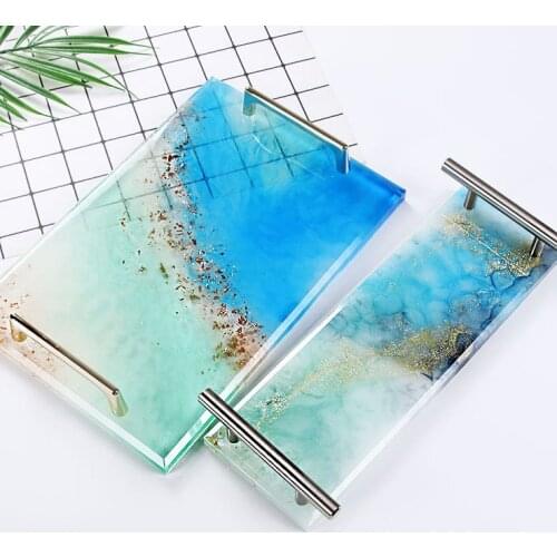 Big Rectangle Plate Resin Mold for DIY UV Silicone Mould Coaster Fruit Tea Tray Art Craft Jewelry Display Tools