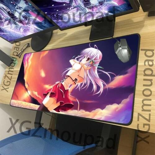 XGZ Cartoon Sunset Landscape Cute Campus Girl Large Mouse Pad Black Lock Edge Computer Keyboard Desk Mat Rubber Non-slip Xxl