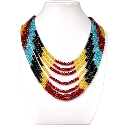 Four colors mixture and Size ordered beads 4.4*6.8 mm Glass Crystal gem circular necklace bracelet, can give a holiday gift