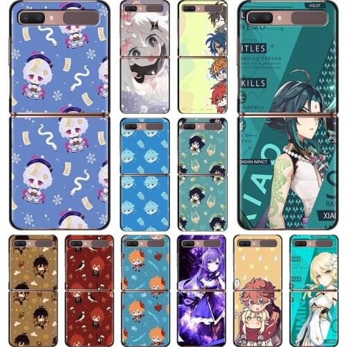 Smartphone Case For Samsung Galaxy Z Flip 3 5G Cover PC Shell Black Caso Hard Capa Cellphone Fundas Genshin Impact