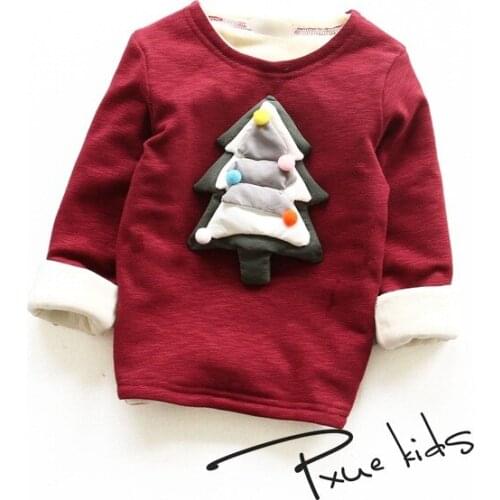 2016 Winter New kids hoodies Fashion 3D Christmas tree design children sweatshirt plus velvet warm boys girls tops