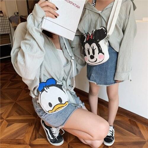 Disney new Mickey mouse lady cartoon canvas bag girl messenger shoulder bag minnie bag lady Donald Duck handbag purse