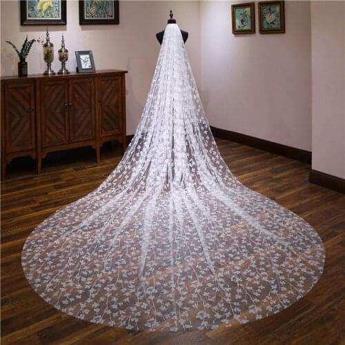New Bling Sequins Long Ladies Bridal Veil 4M Cathedral Veil ivory Champagne Bridal Wedding Hair Accessories With Comb