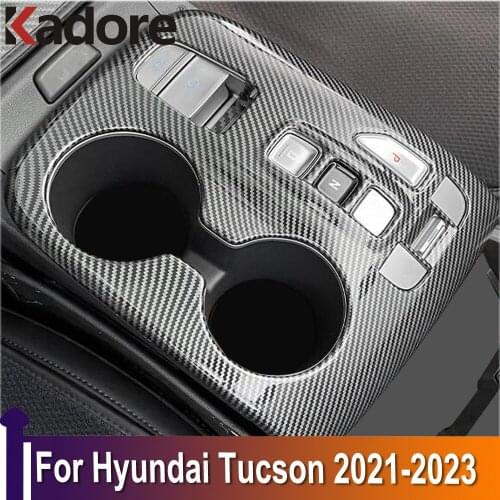 For Hyundai Tucson 2021 2022 2023 Carbon Fiber Car Gear Shift Box Panel Cover Sticker Trim Strips Garnish Interior Accessories