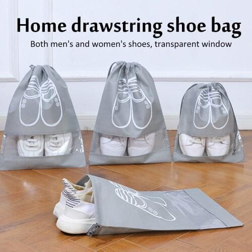 Travel Shoes Organizer Bags for Boots, High Heel, Drawstring Transparent Window Space Saving Shoes Storage Bags 5/10 Pack