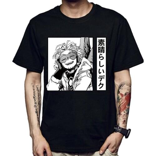Japanese Anime My Hero Academia T Shirt Men Summer Tops Hawks Graphic Tees Cartoon Unisex T-shirt Male