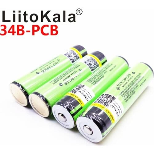 Hot Original LiitoKala Protected 100% Original NCR18650B 18650 3400mah Rechargeable battery with 3.7V PCB for