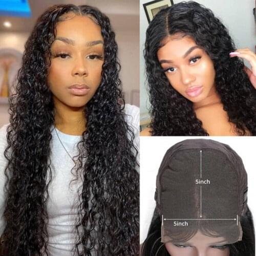 Hairmoda Brazilian Water Wave 5x5 HD Lace Closure Wig 150 Density 6x6 Closure Wig Remy 36 Inch Curly Human Hair Wig For Women