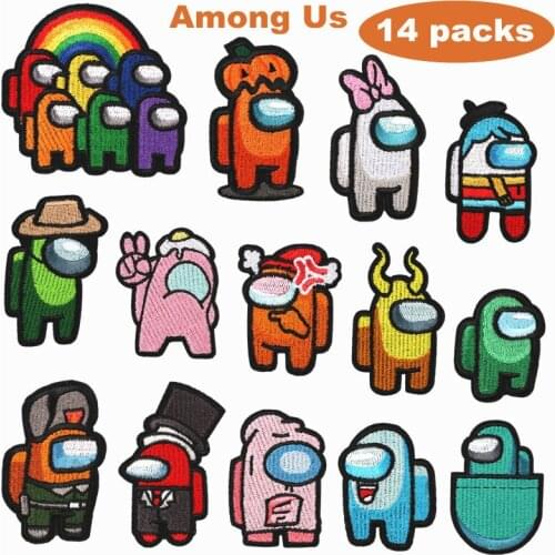 Cotton Game Character Among of Us Embroidery Cloth Paste Sticker Cartoon Label Clothes Decoration Amongus Patch Stickers