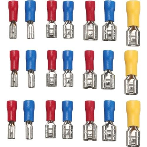 100/50Pcs 2.8mm 4.8mm 6.3mm Insulated Seal Spade Wire Connector Female Crimping Terminals Electrical Crimp Terminal Set