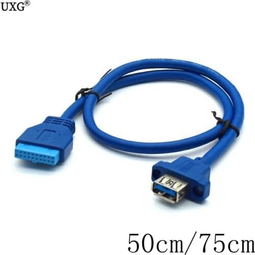 USB 3.0 Female Single Port Screw Mount Panel Type to Motherboard 20Pin Cable 50cm 75cm