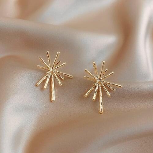 Korean Hot Selling Fashion Jewelry Simple Golden Firework Irregular stud Earrings